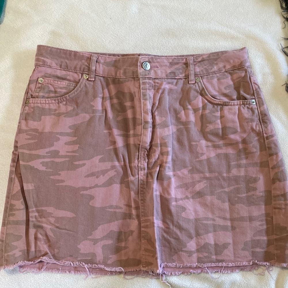 Pink Camo denim skirt